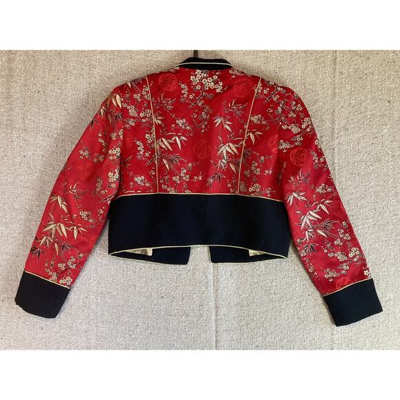 *RARE* VTG ZOLA KELLER Womens Sz‎ 6 Bolero Jacket Embroidered Floral Red Gold - Picture 9 of 10